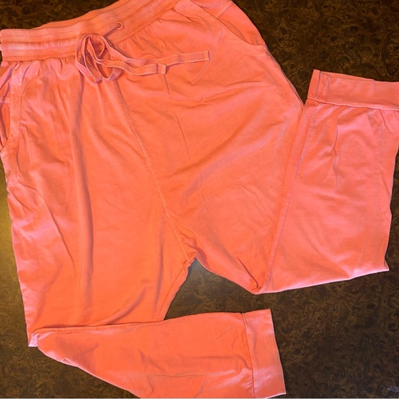 Anthropologie Monica Harem Cotton Joggers in Watermelon Pink Pants - Picture 1 of 5